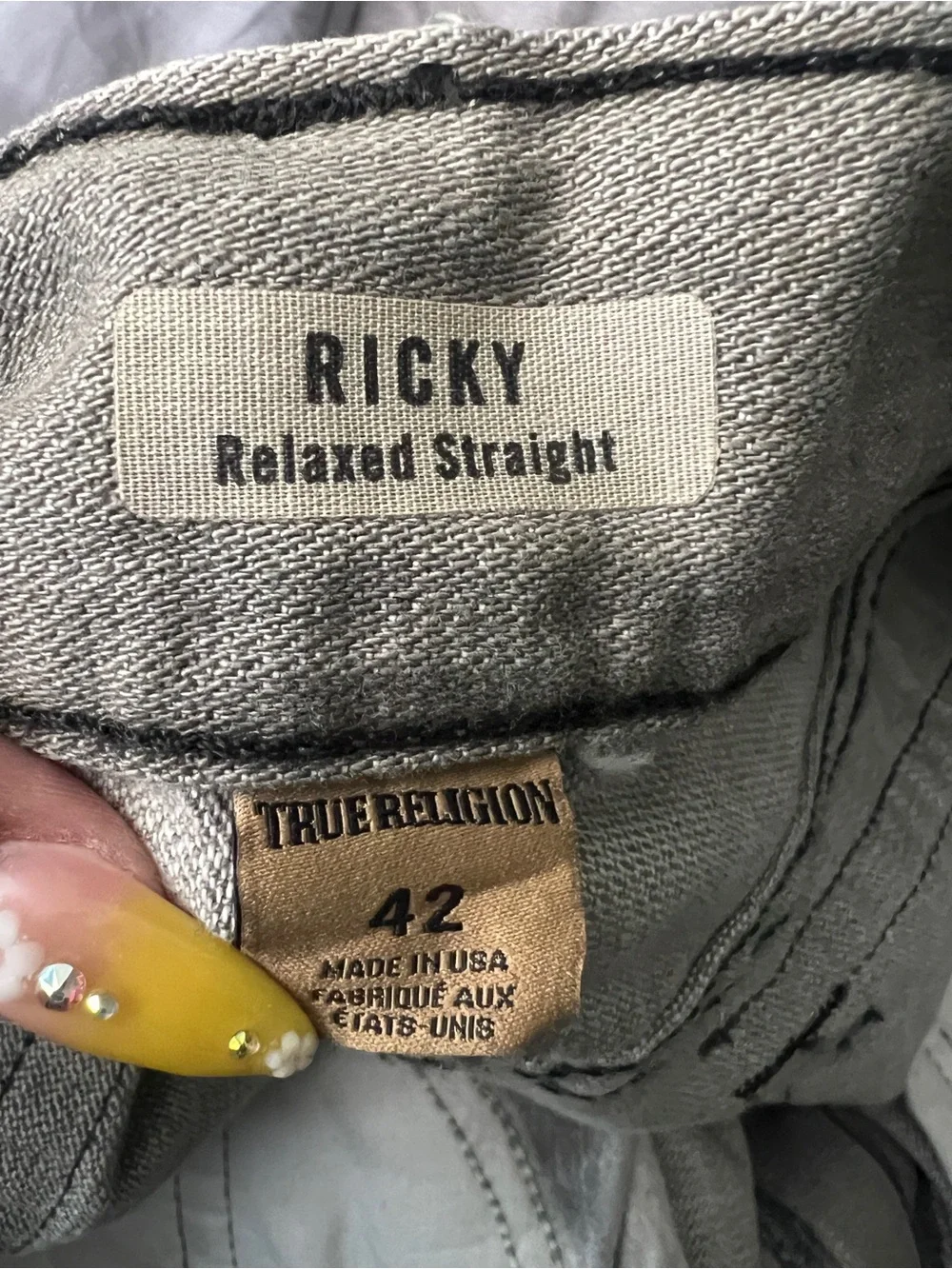 True Religion Men's Washed Gray Relaxed Jeans